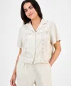 And Now This Petite Linen-blend Camp Shirt, Exclusively At Macy's In Neutral