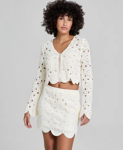 And Now This Petite Long-sleeve Cardigan, Macy's Exclusive In Porcelain