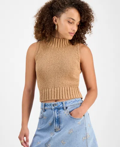 And Now This Petite Mock-neck Sleeveless Sweater, Macy's Exclusive In Blue