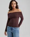 And Now This Petite Off-the-shoulder Top, Macy's Exclusive In Brown