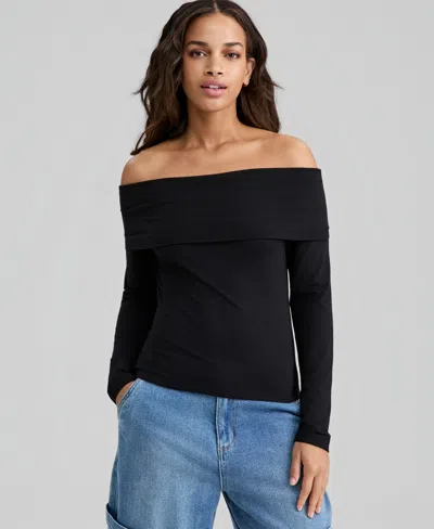 And Now This Petite Off-the-shoulder Top, Macy's Exclusive In Black