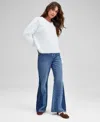 And Now This Petite Pieced Flare-leg Jeans, Macy's Exclusive In Blue
