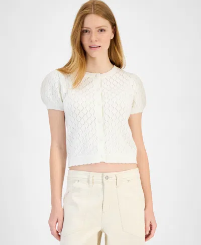 And Now This Petite Pointelle-knit Button-front Cardigan, Exclusively At Macy's In Calla Lily