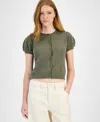 And Now This Petite Pointelle-knit Button-front Cardigan, Exclusively At Macy's In Crushed Oregano