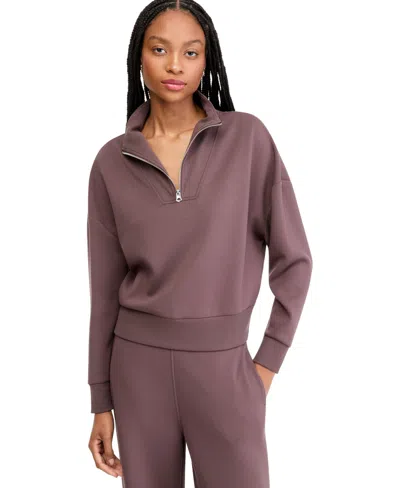 And Now This Petite Quarter-zip Long Sleeve Top, Macy's Exclusive In Brown