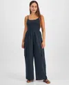And Now This Petite Repeat Cargo-pocket Jumpsuit, Exclusively At Macy's In Blue