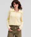 And Now This Petite Ruffle Collar Button Cardigan, Macy's Exclusive In Brown