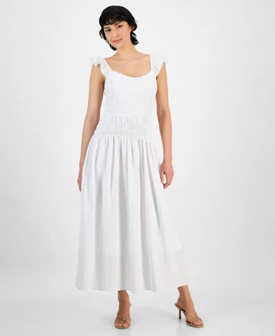 And Now This Petite Scoop-neck Ruched Maxi Dress In White