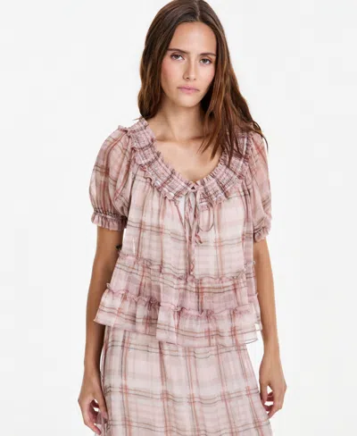 And Now This Petite Scoop Neck Short-sleeve Top, Macy's Exclusive In Pink