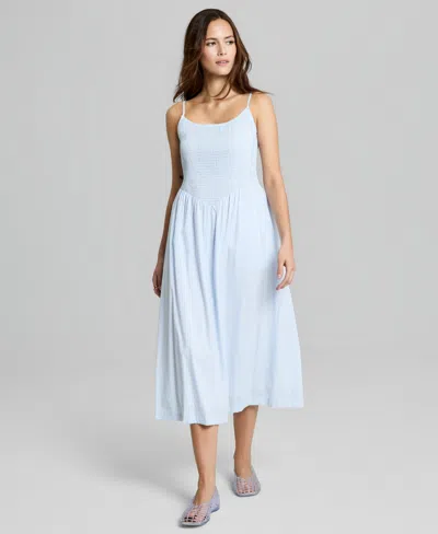 And Now This Petite Scoop Neck Smocked Midi Dress, Macy's Exclusive In White