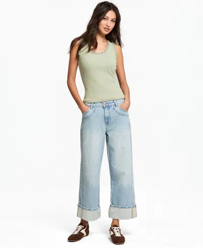 And Now This Petite Seamed Cuff Wide-leg Jeans, Macy's Exclusive In Multi