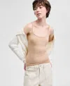 And Now This Petite Seamless Spaghetti-strap Tank, Exclusively At Macy's In Wheat Grain