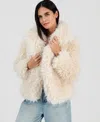 And Now This Petite Shaggy Faux-fur Jacket, Macy's Exclusive In Neutral