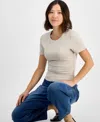 And Now This Petite Short-sleeve Crewneck Top, Exclusively At Macy's In Melange Oatmeal