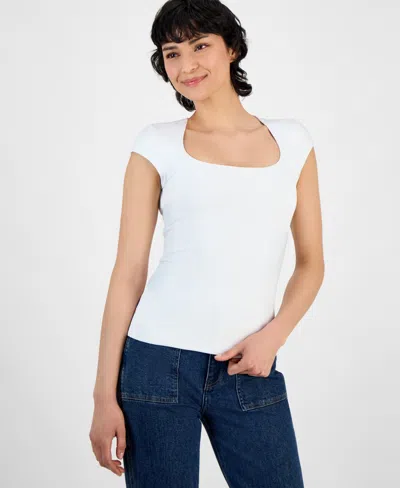 And Now This Women's Double-layered Ribbed Square-neck Bodysuit, Created For Macy's In White