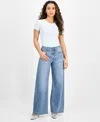 And Now This Petite Two-tone Wide-leg Double-waist Jeans, Exclusively At Macy's In Beau