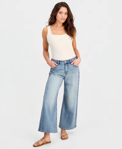 And Now This Petite Studded Wide-leg Jeans, Macy's Exclusive In Blue