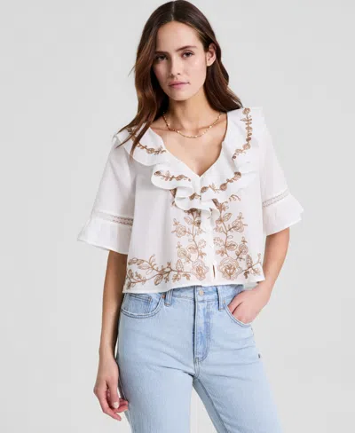 And Now This Petite V-neck Embroidered Top, Macy's Exclusive In Multi