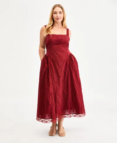 And Now This Plus Cotton Square-neck Maxi Dress, Macy's Exclusive In Purple