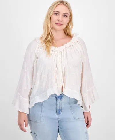 And Now This Plus Size Bell-sleeve High-low Blouse, Exclusively At Macy's In White