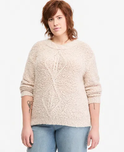 And Now This Plus Size Cable-knit Boucle Crewneck Sweater, Macy's Exclusive In Neutral