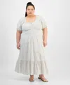 And Now This Plus Size Clip Dot Scoop-neck Maxi Dress, Exclusively At Macy's In Polka Dot