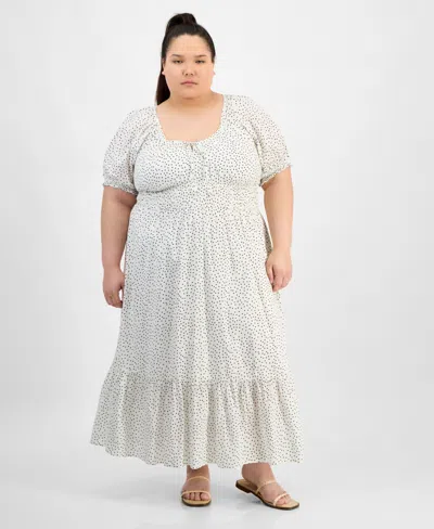 And Now This Plus Size Clip Dot Scoop-neck Maxi Dress, Exclusively At Macy's In Polka Dot