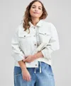 And Now This Plus Size Crocheted Denim Jacket, Macy's Exclusive In Green