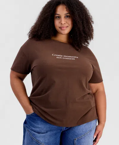 And Now This Plus Size Landscape Graphic Tee Relaxed-fit Top, Macy's Exclusive In Sandstone
