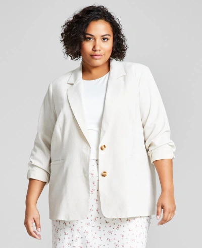 And Now This Plus Size Notch-collar Two-button Jacket, Created For Macy's In Tan
