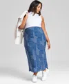 And Now This Plus Size Polka Dot Maxi Skirt, Created For Macy's In Navy White Dot
