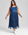 And Now This Plus Size Pull-on Tulle Midi Skirt, Created For Macy's In Titan