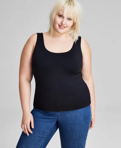 And Now This Plus Size Scoop-neck Sleeveless Top, Created For Macy's In Black