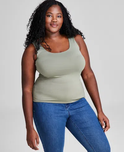 And Now This Plus Size Scoop-neck Sleeveless Top, Created For Macy's In Crushed Oregano