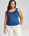 And Now This Plus Size Scoop-neck Sleeveless Top, Created For Macy's In Titan