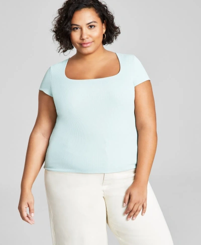 And Now This Plus Size Square-neck Top In Harbor Grey