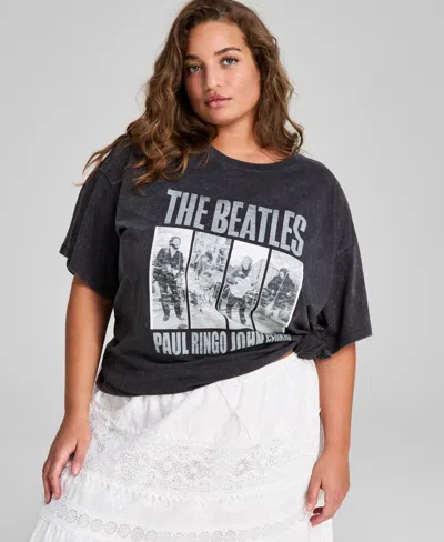 And Now This Plus Size The Beatles Graphic Band T-shirt In Washed Grey