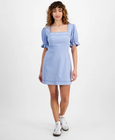 And Now This Puff-sleeve Mini Dress In Blue