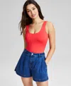 AND NOW THIS SCOOP-NECK DOUBLE-LAYERED SLEEVELESS BODYSUIT, CREATED FOR MACY'S