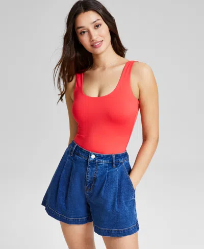 And Now This Scoop-neck Double-layered Sleeveless Bodysuit, Created For Macy's In Hibiscus B