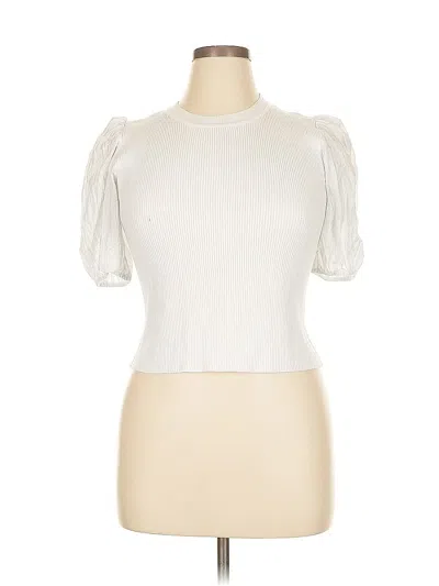 Pre-owned And Now This Short Sleeve Top Ivory Mock Neckline Tops In White