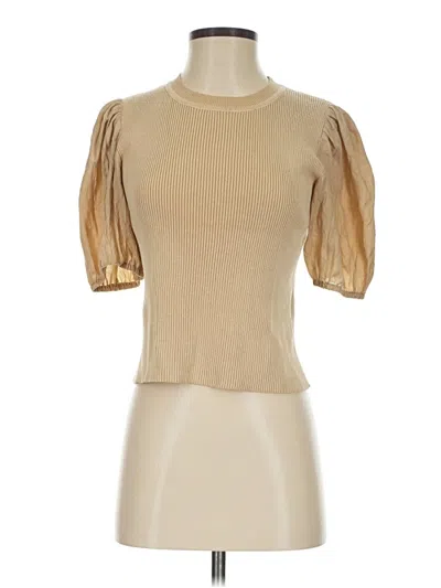 Pre-owned And Now This Short Sleeve Top Tan Mock Neckline Tops