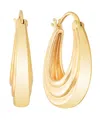 And Now This Silver Plated Or 18k Gold Plated Brass Oval Textured Hoop Earring In Gold