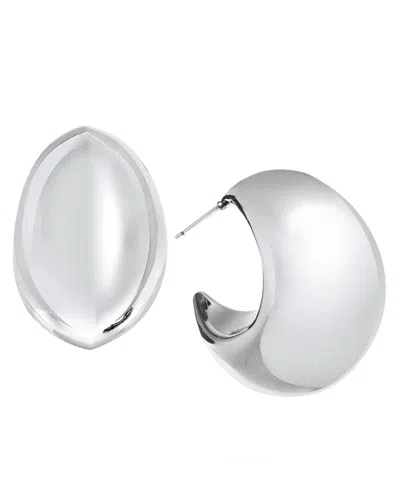 And Now This Silver Plated Or 18k Gold Plated Brass Post C Hoop Puff Earring