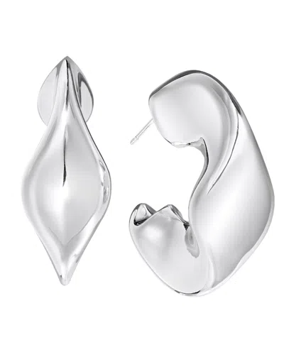 And Now This Silver Plated Or 18k Gold Plated Brass Wavy C Hoop Earring