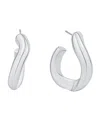 And Now This Silver-plated Or 18k Gold-plated Oblong C Hoop Earring In Silver