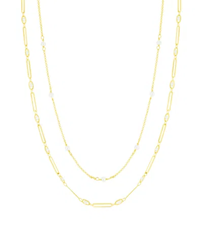 And Now This Simulated Cultivated Pearl Double Strand Necklace In Gold