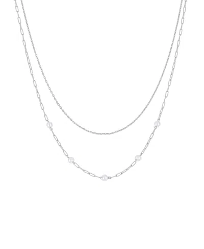 And Now This Simulated Cultivated Pearl Layered Necklace In Silver