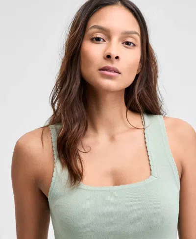 And Now This Tank Top Women's Brookside Moss Scalloped Trim Square Neck Pal35 In Blue