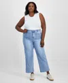 And Now This Trendy Plus High-rise Wide-leg Cutwork Jeans, Exclusively At Macy's In Blue